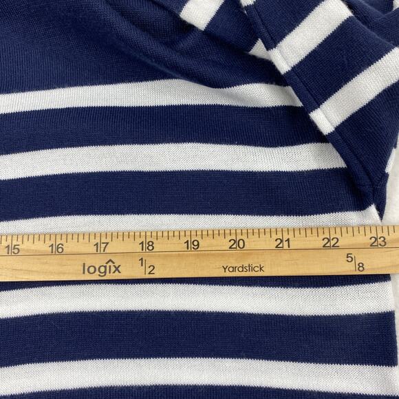 Women Nautical Sweater Size Large Blue White Stripe Coastal Long Sleeve Pullover - Picture 5 of 9